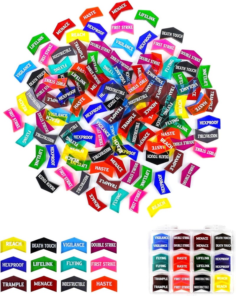 FIGURESLAB Store 122PCS MTG Keyword Tokens & Dice & Life Counter Set for MTG Accessories, Health Tracker Life Counter Bulk Ability MTG Dice Set, Compatible with TCG CCG Magic Card Gaming Accessories - Image 3